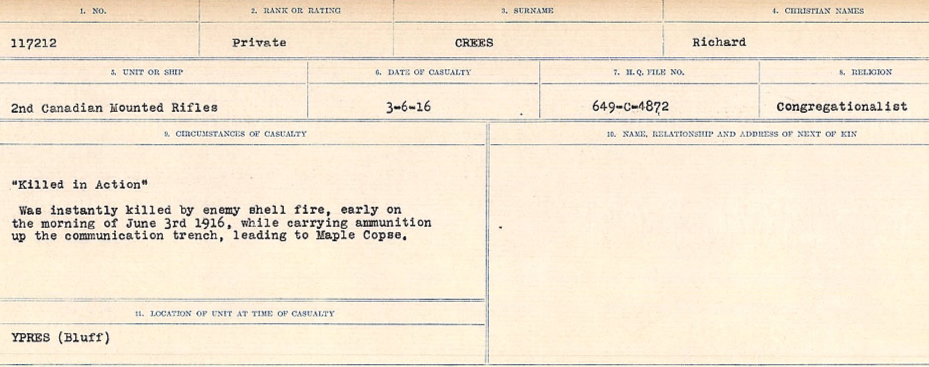 Circumstances of death registers