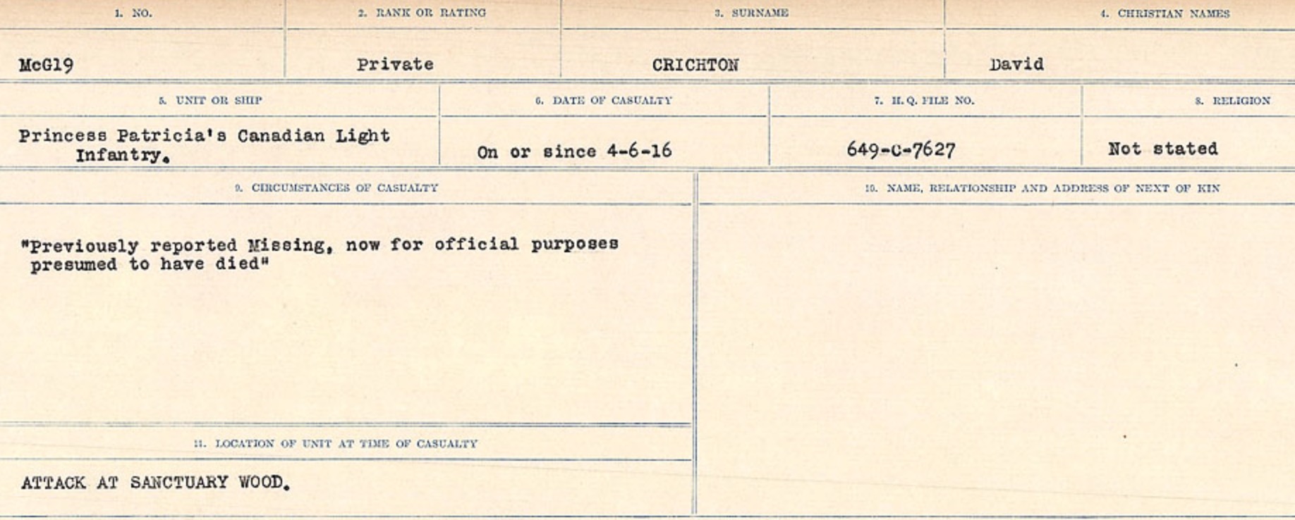 Circumstances of death registers