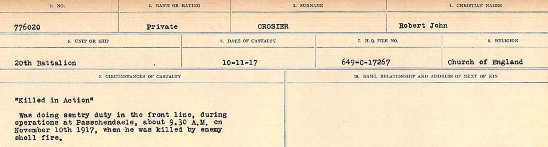 Circumstances of death registers