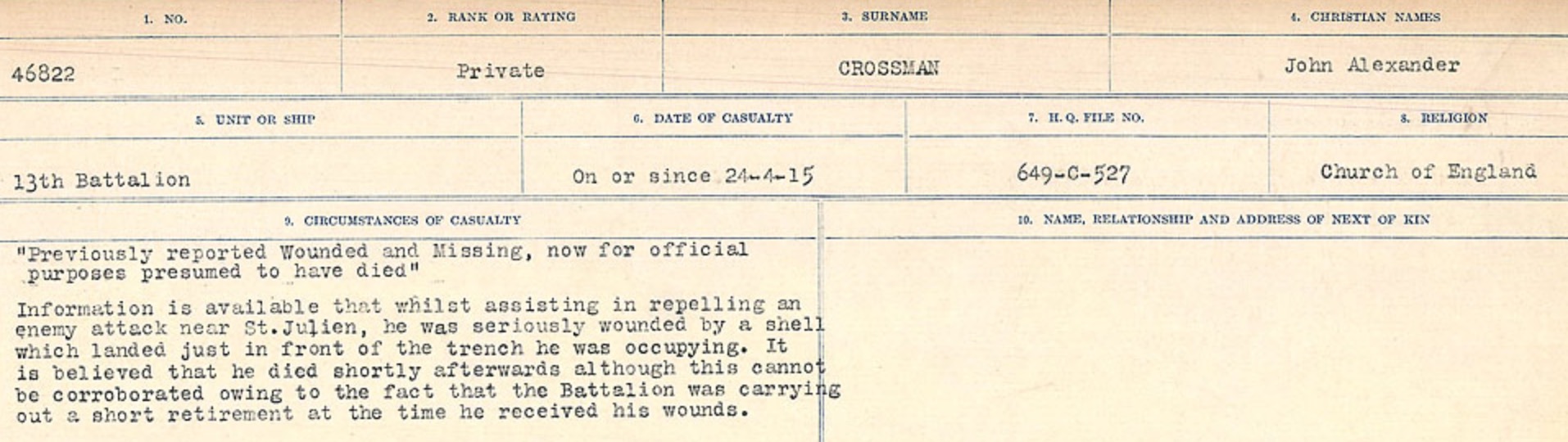 Circumstances of death registers