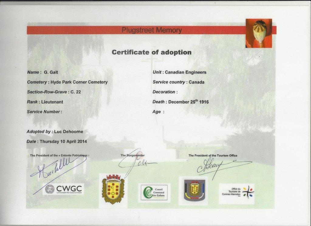 Distribution of the Certificate of Adoption