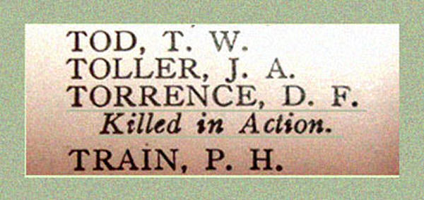 Name on the Roll of Honour