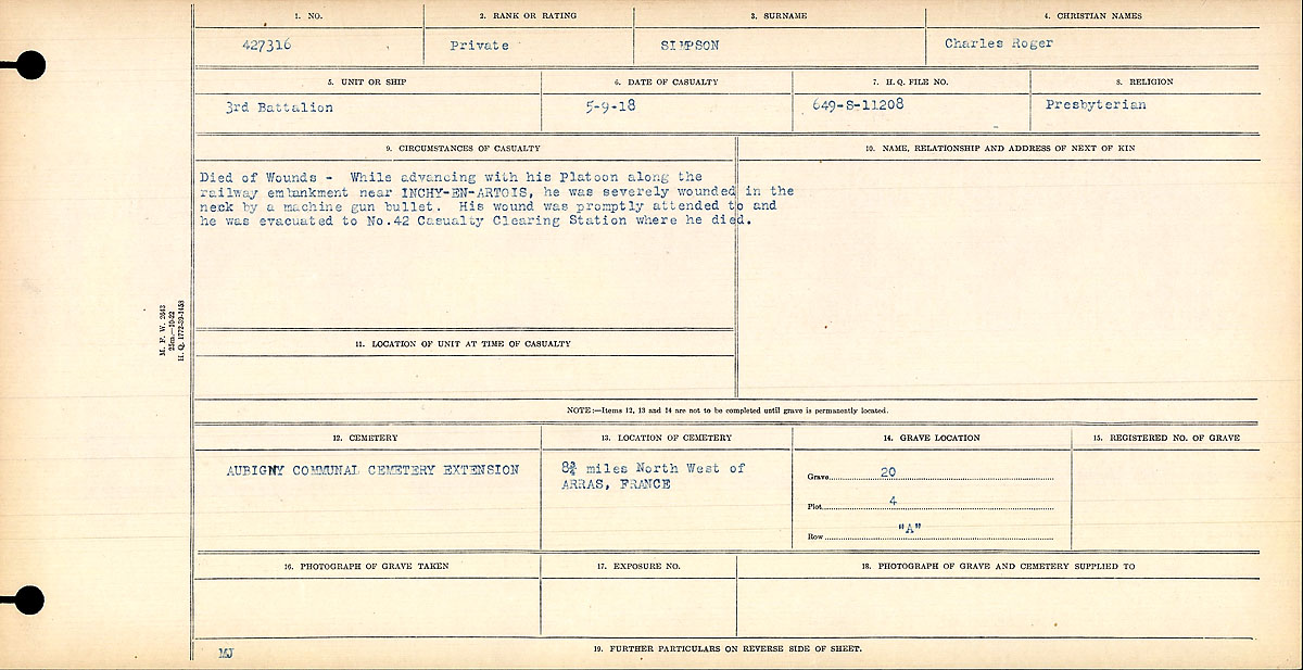 Circumstances of death registers