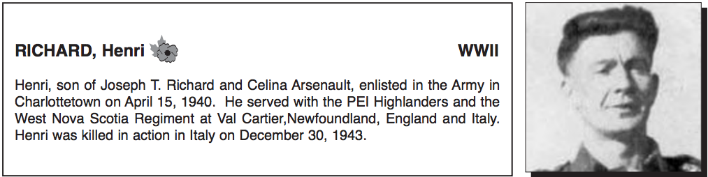 From the Prince Edward Island Canadian Legion Military Service Recognition Book. Submitted for the project Operation Picture Me